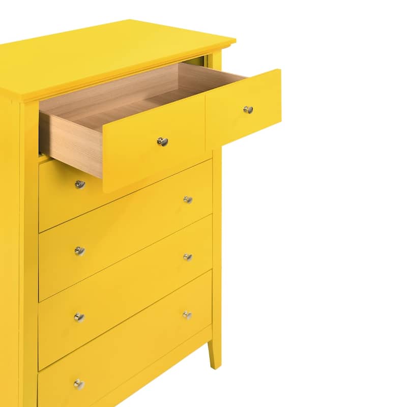 Wooden 5-Drawer Bedroom Chest - 48" - Yellow