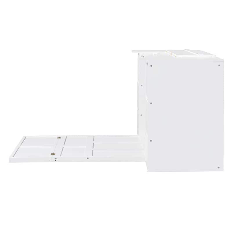 Modern Style Murphy Bed with Drawers, Cabinets and USB Ports for Bedroom