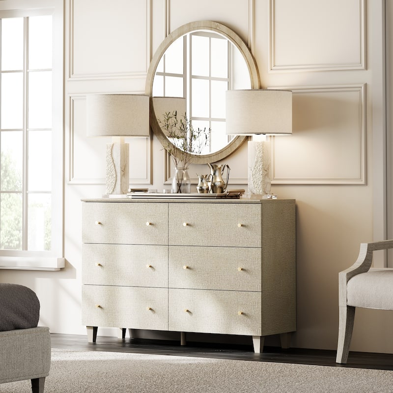 6 Drawers Dresser for Bedroom, Wooden Wide Chest of Drawers