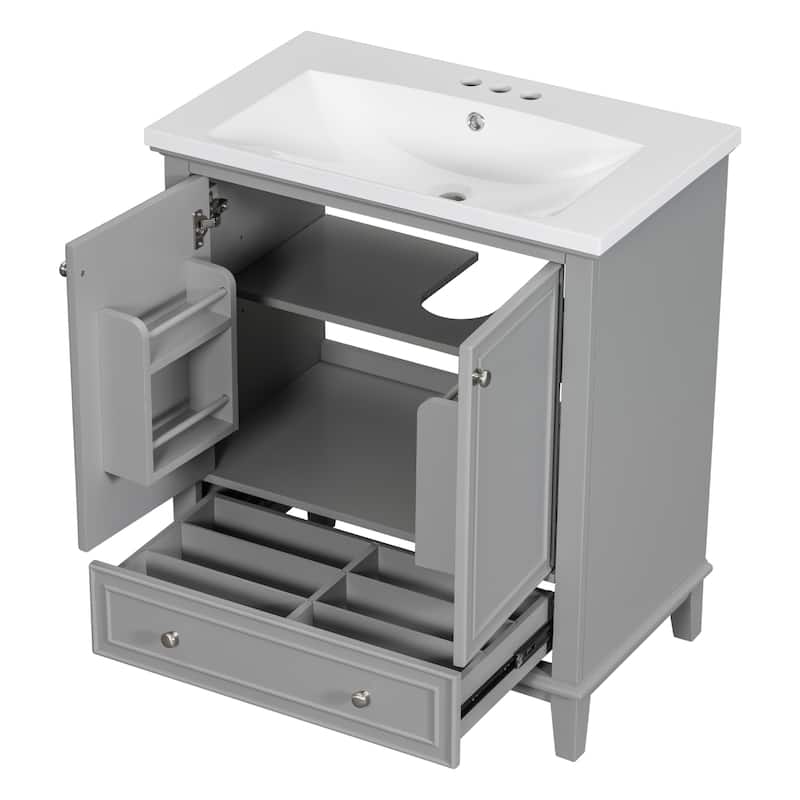 Roomfitters 30" Bathroom Vanity with Sink Combo, Multi-Functional Cabinet with Doors and Drawer, Solid Frame, MDF