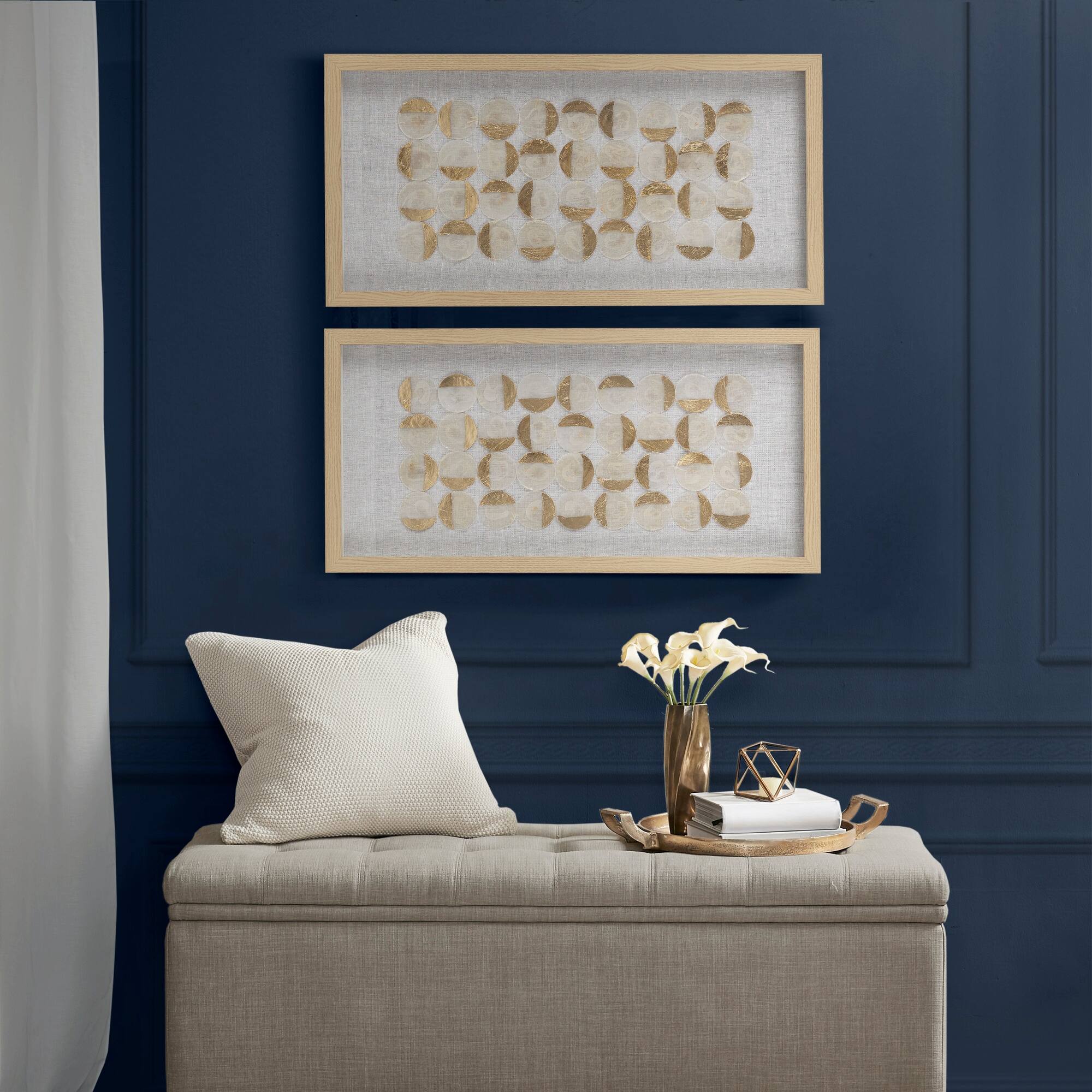 Madison Park Aurelian Emblem Natural Capiz with Gold Foil 2piece