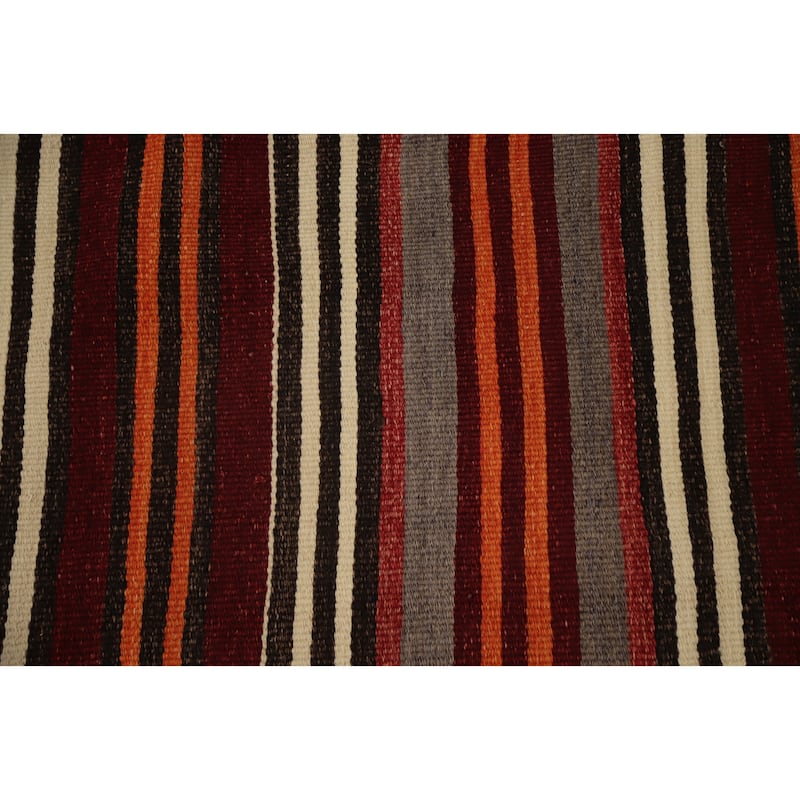 Hand Woven Oriental 100% Wool Carpet Southwestern Geometric Multi-Colored Kilim Area Rug - 10' 8'' X 5' 0''