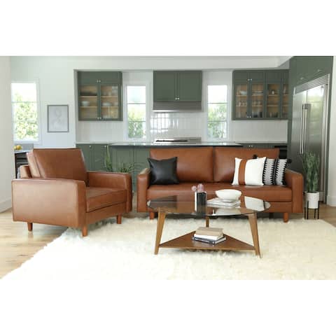 Abbyson Holloway Mid-century 2-pc. Top Grain Leather Sofa and Armchair Set