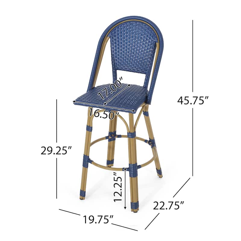 Shelton Wicker and Aluminum Outdoor 29.5 Inch Barstools by Christopher Knight Home -Set of 2