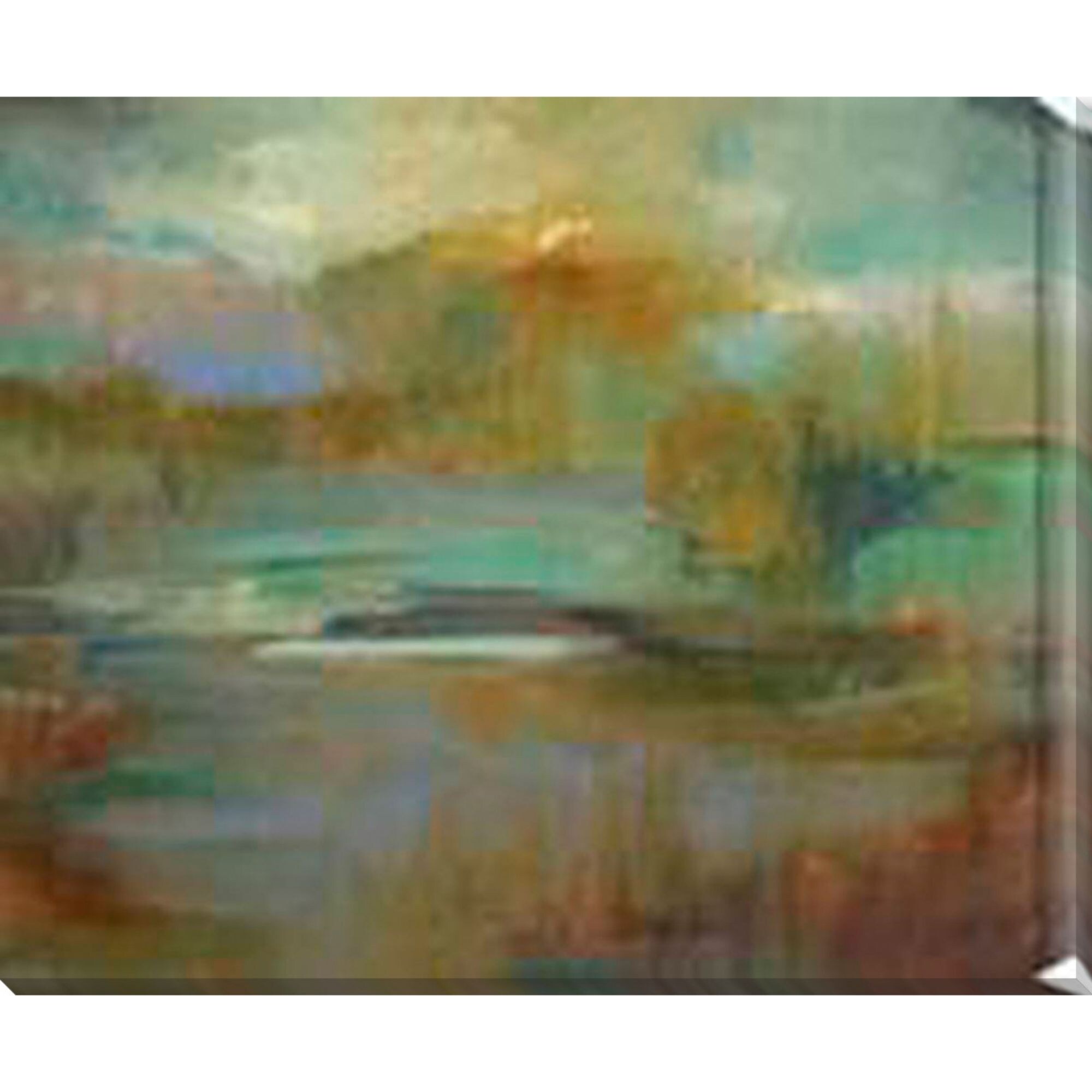 Shop Teal Green And Brown Abstract Painting Canvas Rectangular
