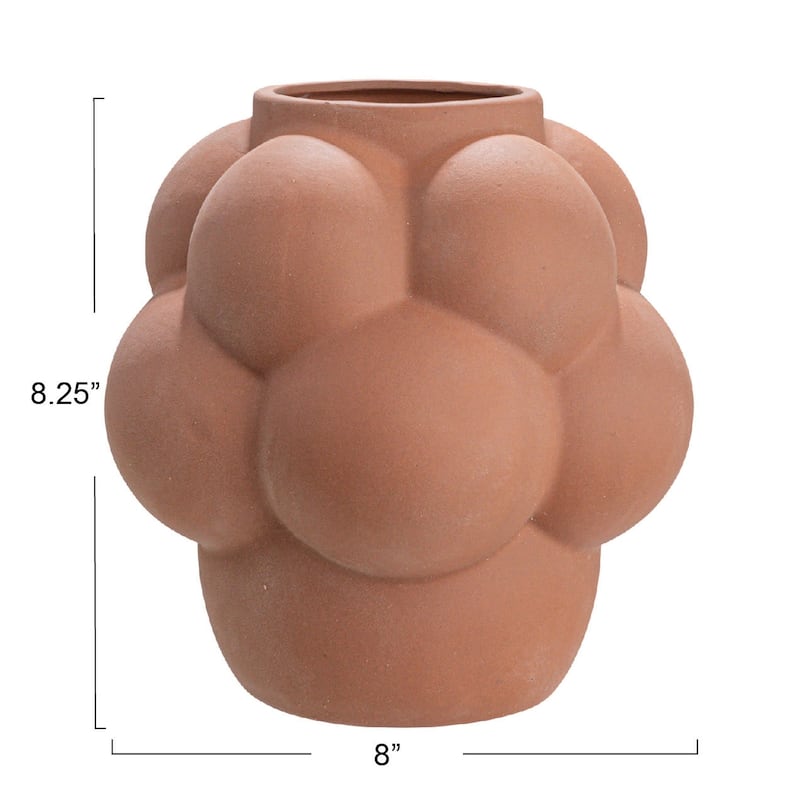 Stoneware Vase with Raised Dots and Matte Finish - 8.1"L x 8.1"W x 8.3"H