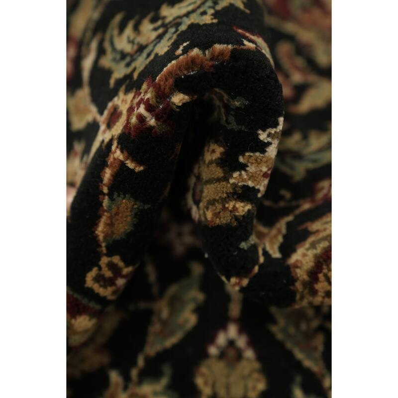Hand Knotted Oriental 100% Wool Carpet Traditional All-Over Black Agra Runner Rug - 13' 5'' X 2' 5''
