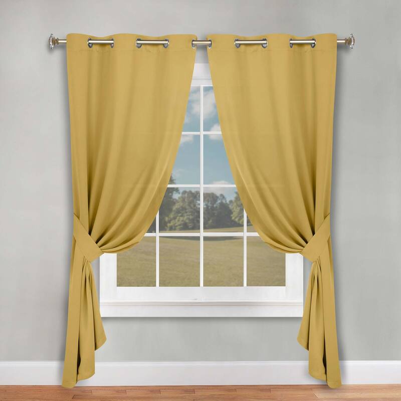 Superior Solid Machine Washable Room Darkening Blackout Curtains with Back Tabs, Set of 2