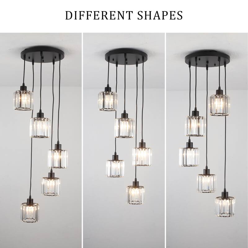 5-Light Dimmable Cylinder Cluster Pendant Lighting Fixture for Kitchen Island