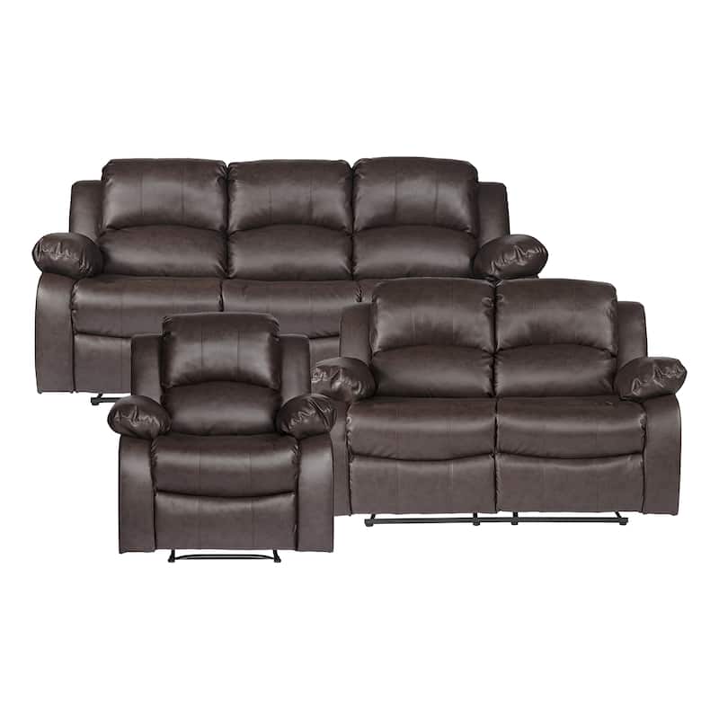 Lucca 3-Piece Reclining Living Room Set - Brown