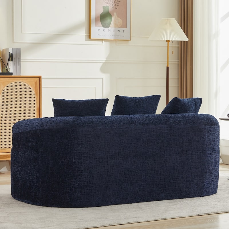 63.2" Modern Small Loveseat Sofa, Chenille Boneless Couch, Deep Seat Sofa with 3 Pillows