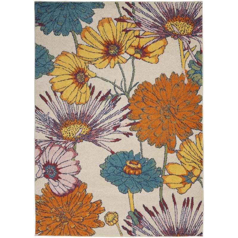 Power Loomed Floral Traditional Low Pile Area Rug