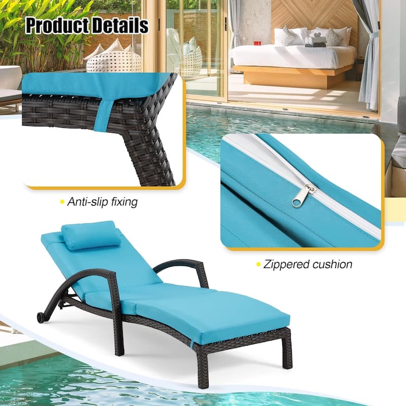 EROMMY Outdoor Patio Lounge Chair, Adjustable Recliner Outdoor Lounge Chairs, Multiple Colors Available