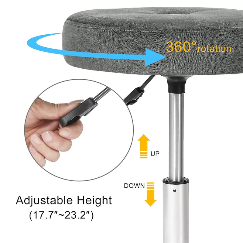 Adeco Makeup Vanity Stool Chair Round Ottoman Swivel Adjustable