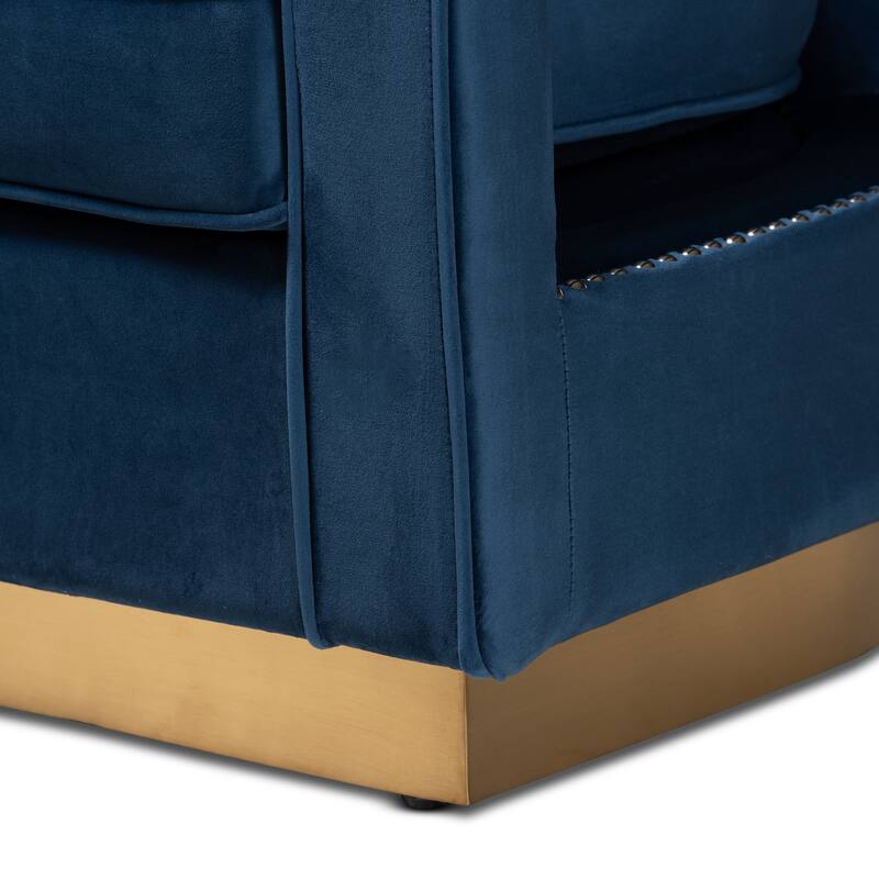 Neville Modern Luxe and Glam Grey Velvet and Metal Armchair