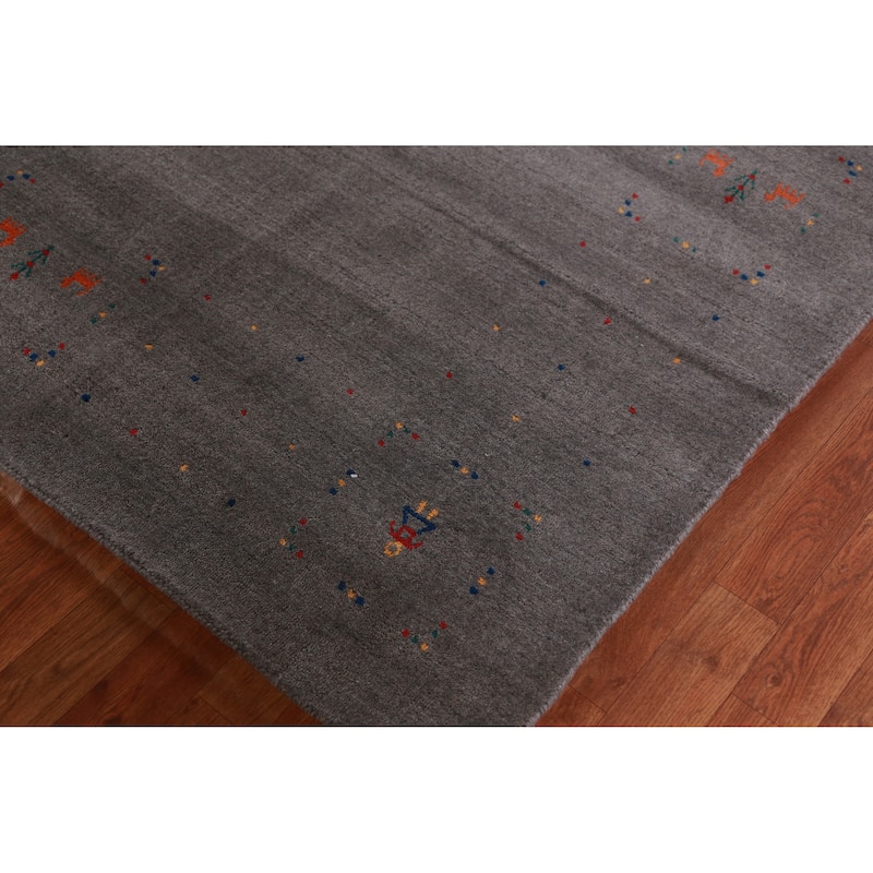 Hand Knotted Oriental 100% Wool Carpet Tribal Tribal Greys & Charcoal Gabbeh Area Rug - 10' 1'' X 8' 7''