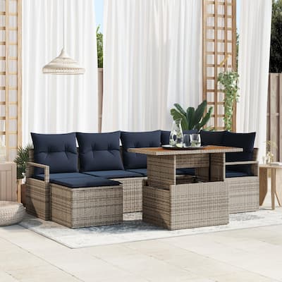 vidaXL 7 Piece Garden Sofa Set with Cushions - 91.3×48×27.2
