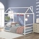 preview thumbnail 11 of 20, Metal Twin Size House Bed with Chimney, Easy Assembly White - Twin