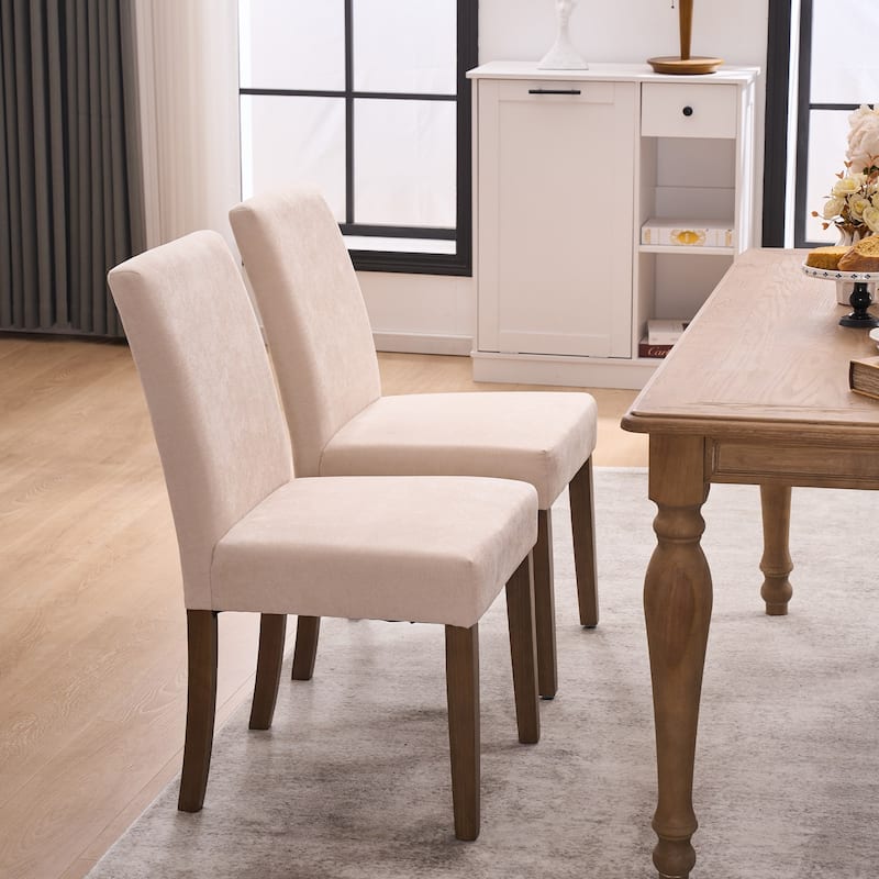 Boucle Fabric Upholstered Dining Chairs (Set of 2)