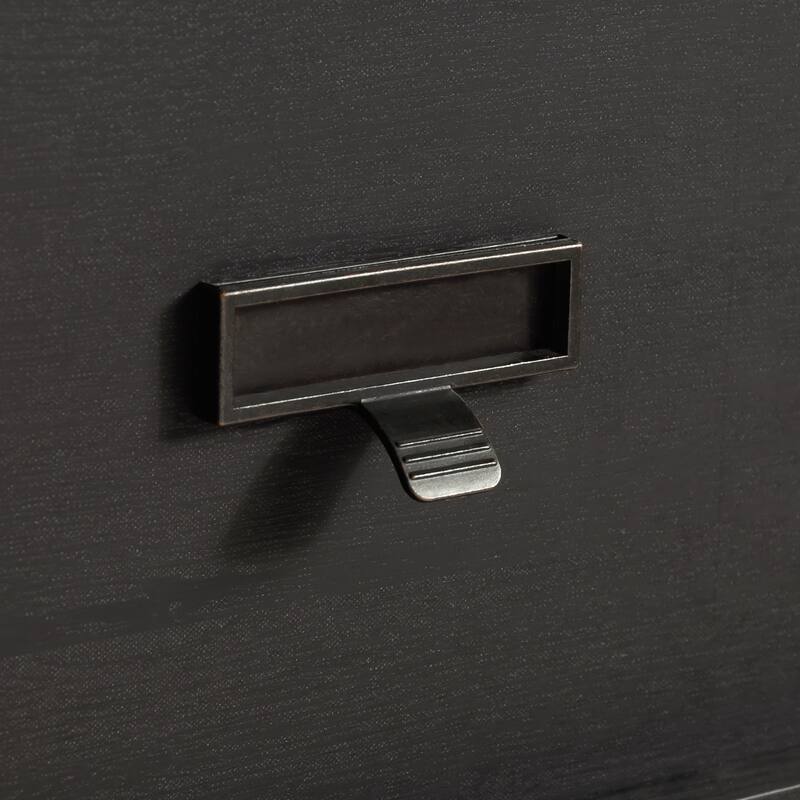 Wood 4-Drawer Chest with Workspace Design, Black