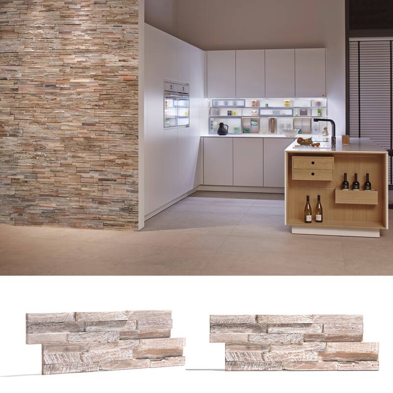 Wall!Supply 0.79 in. x 7.09 in. x 19.49 in. UltraWood Teak White Wash Jointless Z-shape Interlocking (10-Pack)