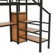 preview thumbnail 8 of 26, Full Size Loft Bed with Storage Staircase and Wardrobe, Modern Metal Loft Bed Frame with Desk, Charging Station and LED Light