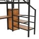 preview thumbnail 30 of 31, Space Saving Loft Bed with Storage Staircase and Wardrobe, Full Loft Bed Built-in Under-bed LED Light Metal Bed Frame for Kids