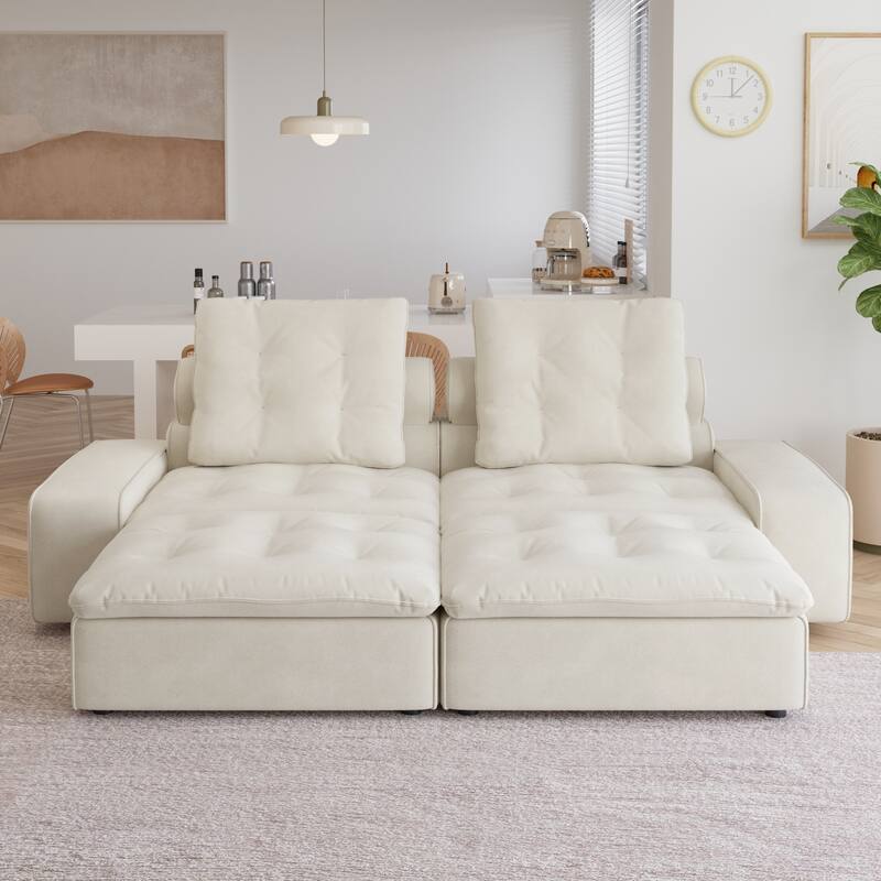 4 - Piece Frosted Velvet Sectional Sofa Oversize Lounge Sleep Couch
