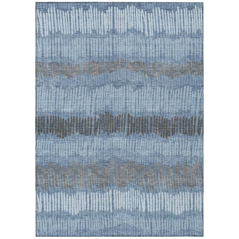 Machine Washable Indoor/ Outdoor Chantille Abstract Stripe Rug