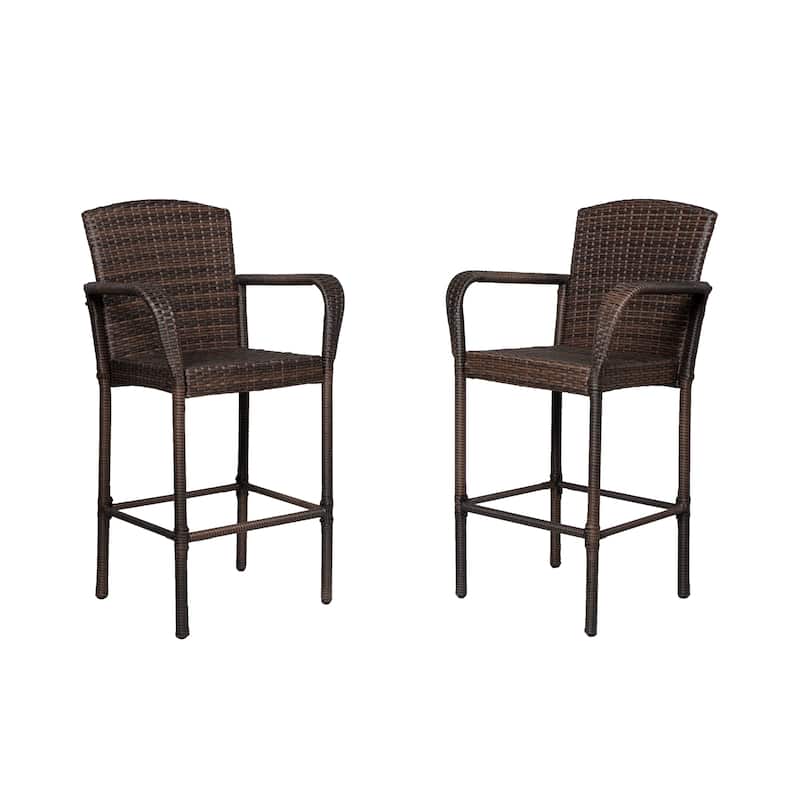 Gibford Outdoor Wicker Barstools (Set of 2)