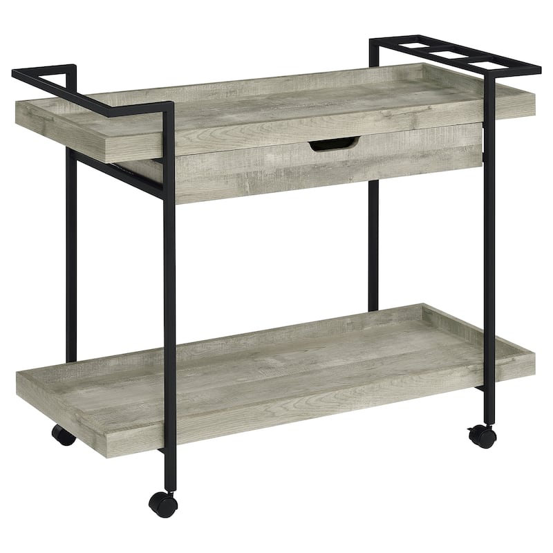 Ventura Grey Driftwood 1-drawer Engineered Wood Bar Cart - Grey Driftwood