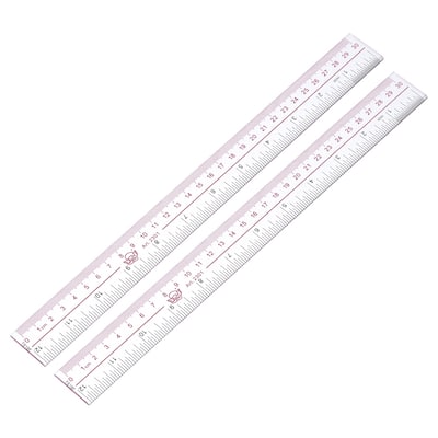 Straight Ruler 30cm 12 Inch Metric Double Scale Plastic Measure Tool Clear 2pcs - Translucent