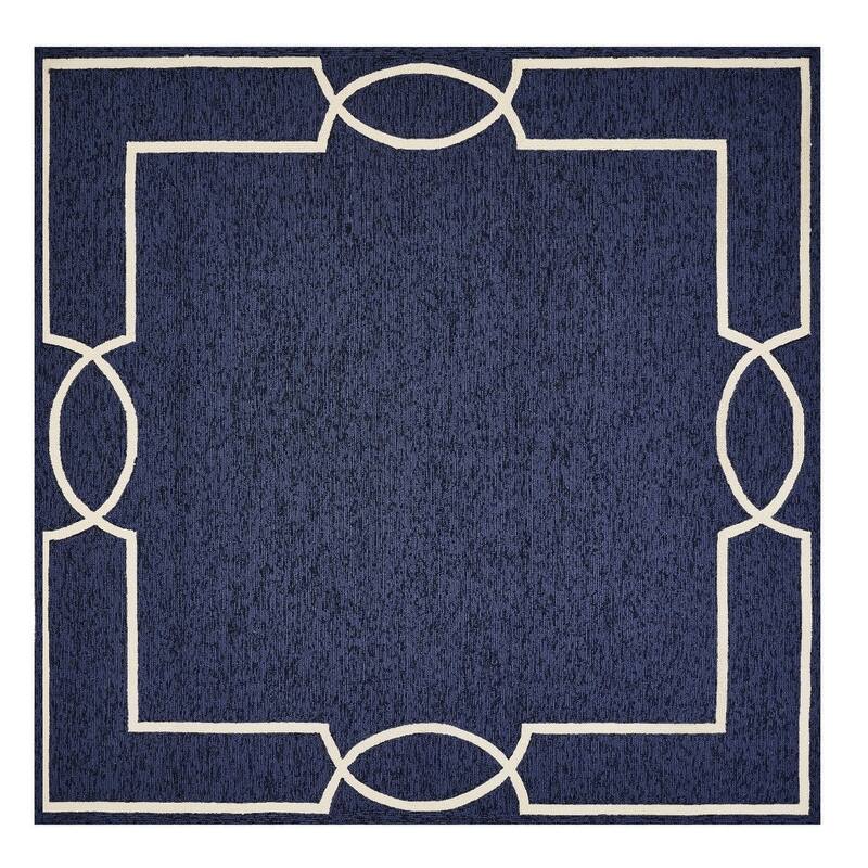 HomeRoots Geometric Transitional Square Outdoor Rug - 7' Square