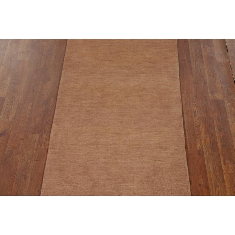 Brown Gabbeh Modern Runner Rug Handmade Wool Carpet - 2'7"x 9'11"