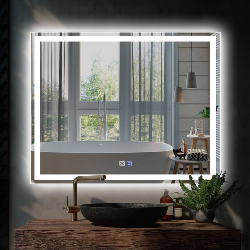 Dimmable LED Bathroom Vanity Mirror with Anti-Fog, Backlit + Front Lit