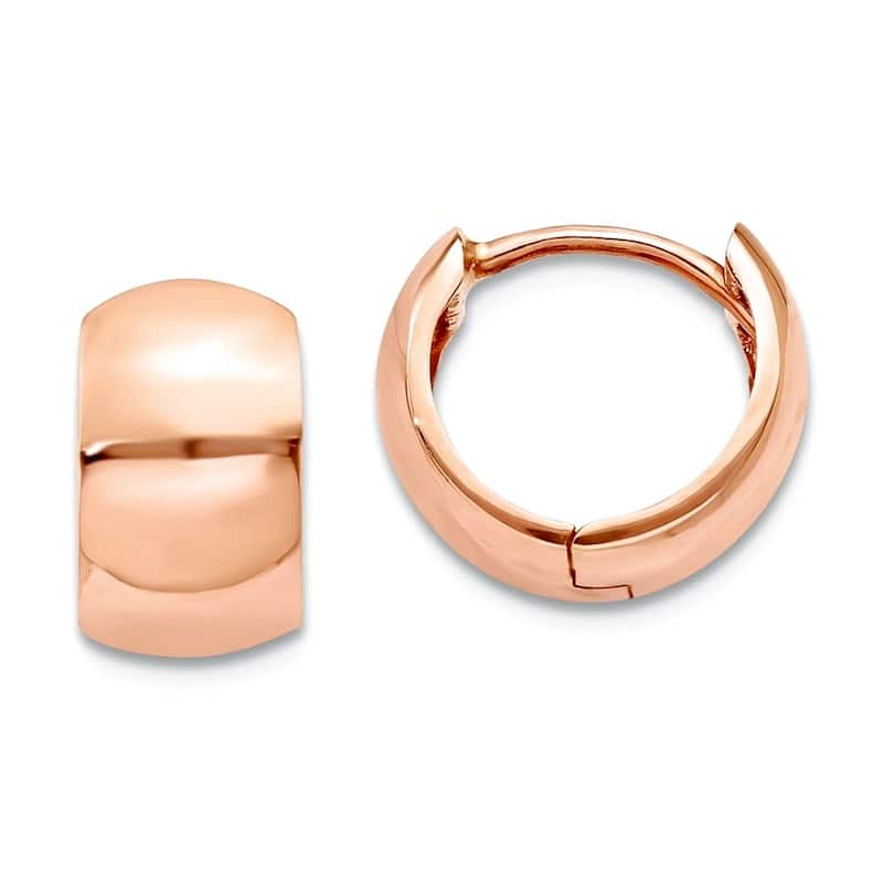 Curata 10k Yellow, White or Rose Gold 11x7mm Domed Wide Hinged Huggies Earrings - Rose