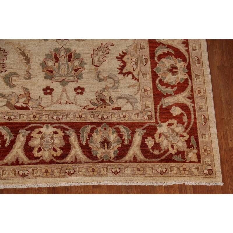All-Over Floral Chobi Peshawar Rug Hand-Knotted Wool Carpet - 9'0"x 11'9"