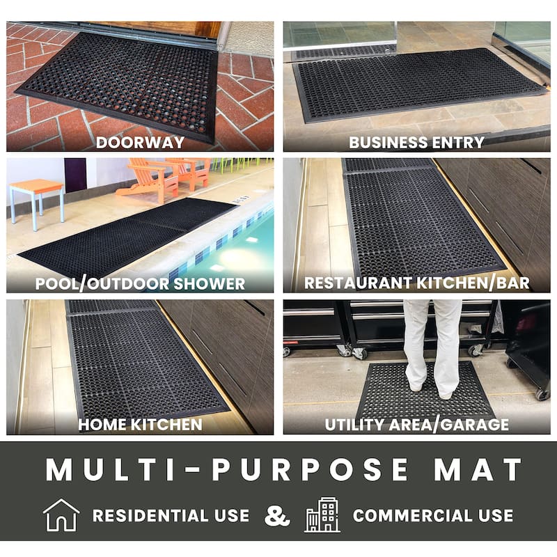 Envelor Anti Fatigue Rubber Floor Mat Non-Slip Restaurant Kitchen Mat for Floors Bar Mat Door Mat 36 x 60 Inches
