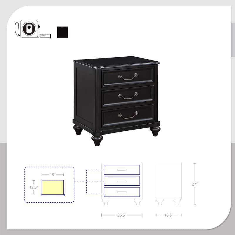 Kimberly 3-Drawer Nightstand