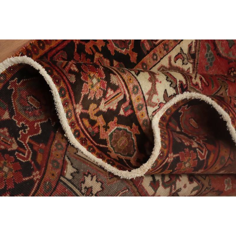 Hand Knotted Oriental 100% Wool Carpet Traditional Medallion Red Heriz Area Rug - 9' 5'' X 6' 6''