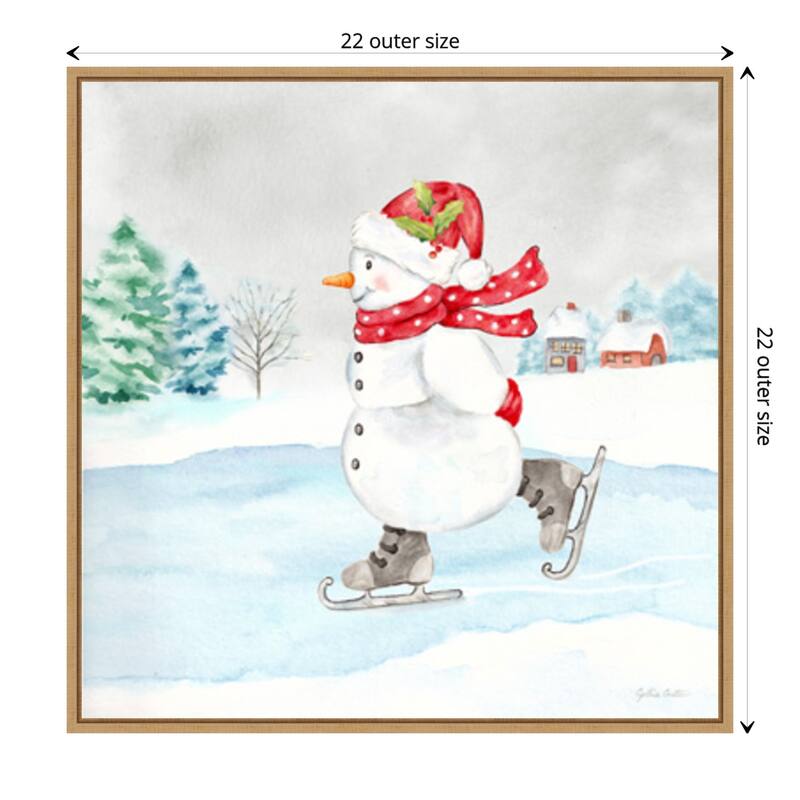 Let it Snow Blue Snowman V by Cynthia Coulter Canvas Art Framed - 22 x 22 in