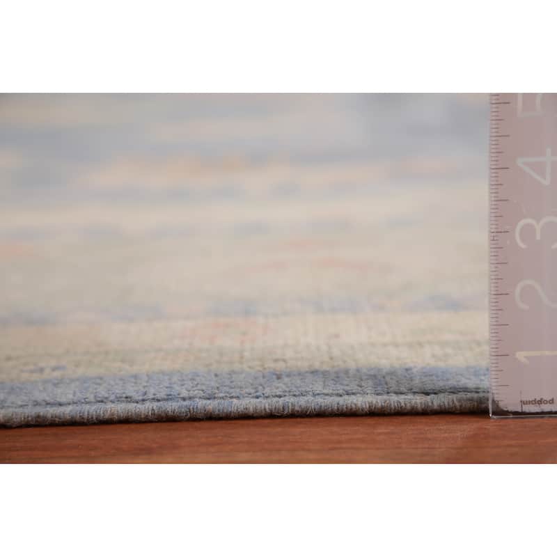 Hand Knotted Oriental 100% Wool Carpet Transitional All-Over Navy Blue & Blues Oushak Area Rug - 14' 11'' X 12' 1''
