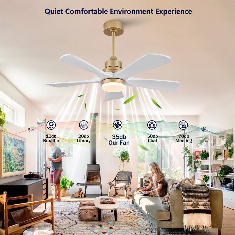 42" Ceiling Fan w/ Dimmable LED Light Remote Control Reversible DC Motor