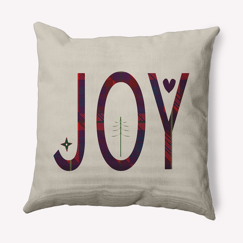 Joy Filled Season Christmas Soft Spun Polyester Decorative Throw Pillow - 26 x 26 - Plum