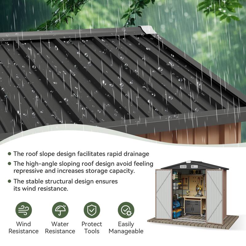 AOXUN Outdoor Storage Shed with Lockable Doors and Air Vents for Garden