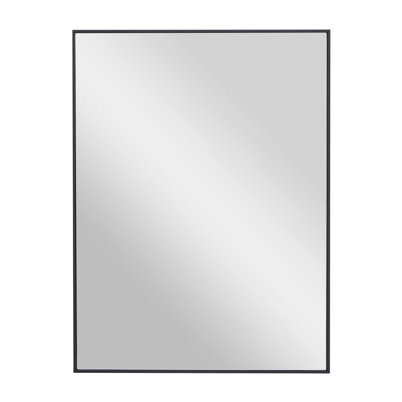 Wood Room Wall Mirror with Thin Minimalistic Frame - Black, White or Gold - Roche River Decor - Black - 18"W, 24"H