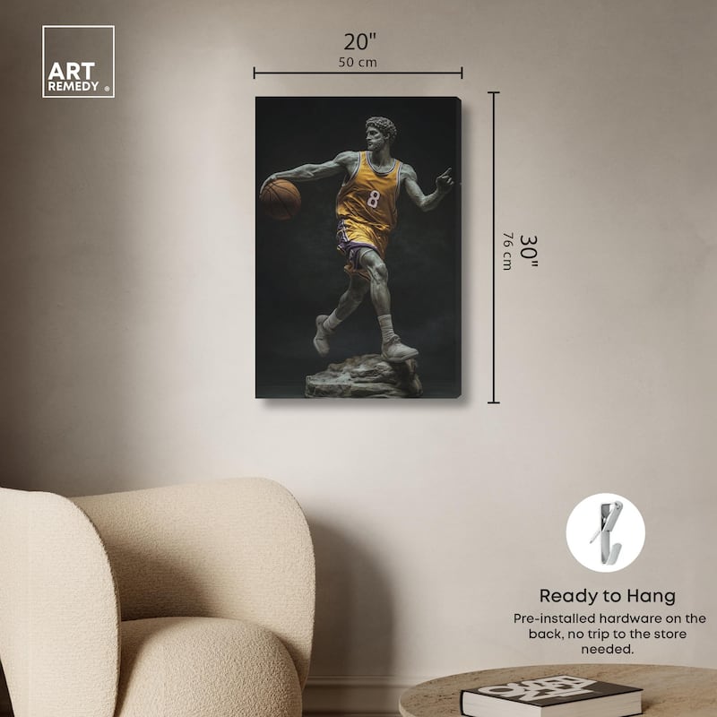 Basketball Yellow Uniform Canvas by Art Remedy, Gallery Wrapped