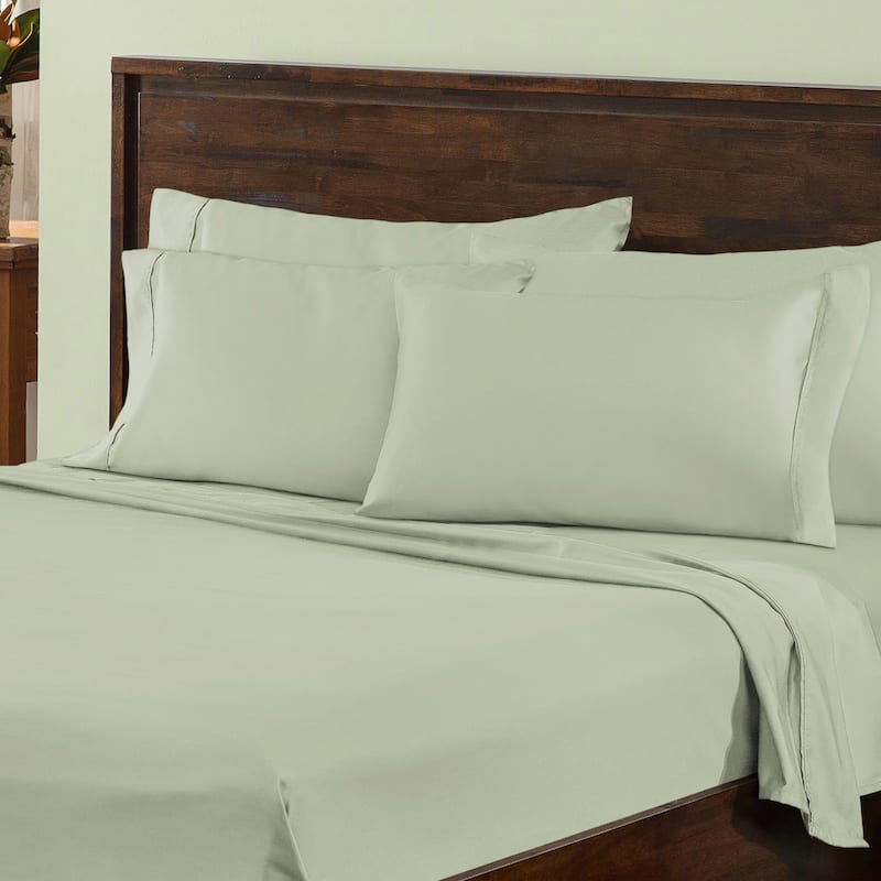 Cotton Blend 1000 Thread Count 6 Piece Sheet Set by Miranda Haus - King - Green