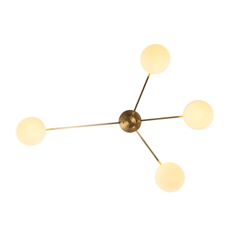 Mid-century Modern Oval Glass Accents Semi-flush Mount