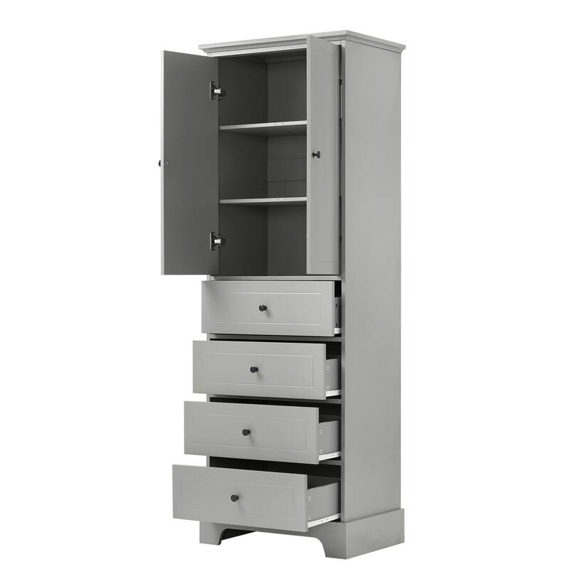 GDFStudio - Evelyn Tall Storage Cabinet with Drawers and Adjustable Shelving for Multi-Room Organization